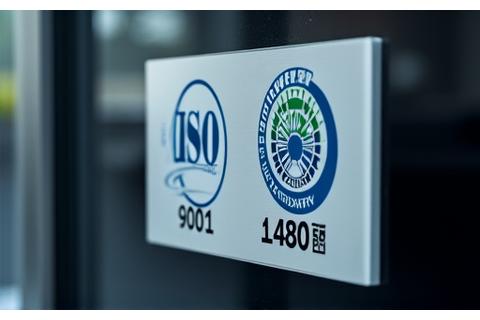 ISO 9001 및 ISO 14001 인증 로고